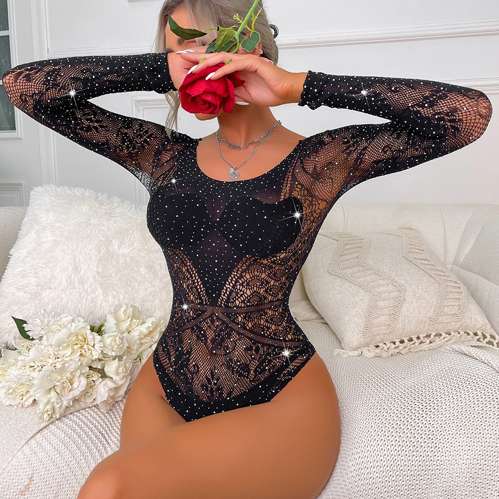 Picture of Enchanting Allure: Sheer Black Lace Bodysuit